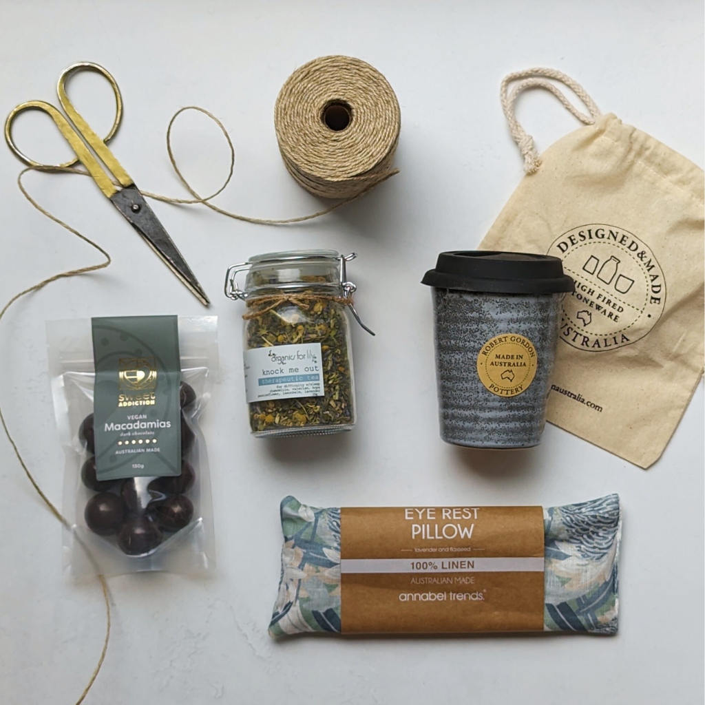 Rest and Retreat  Hamper Local Pantry Co Flat Lay