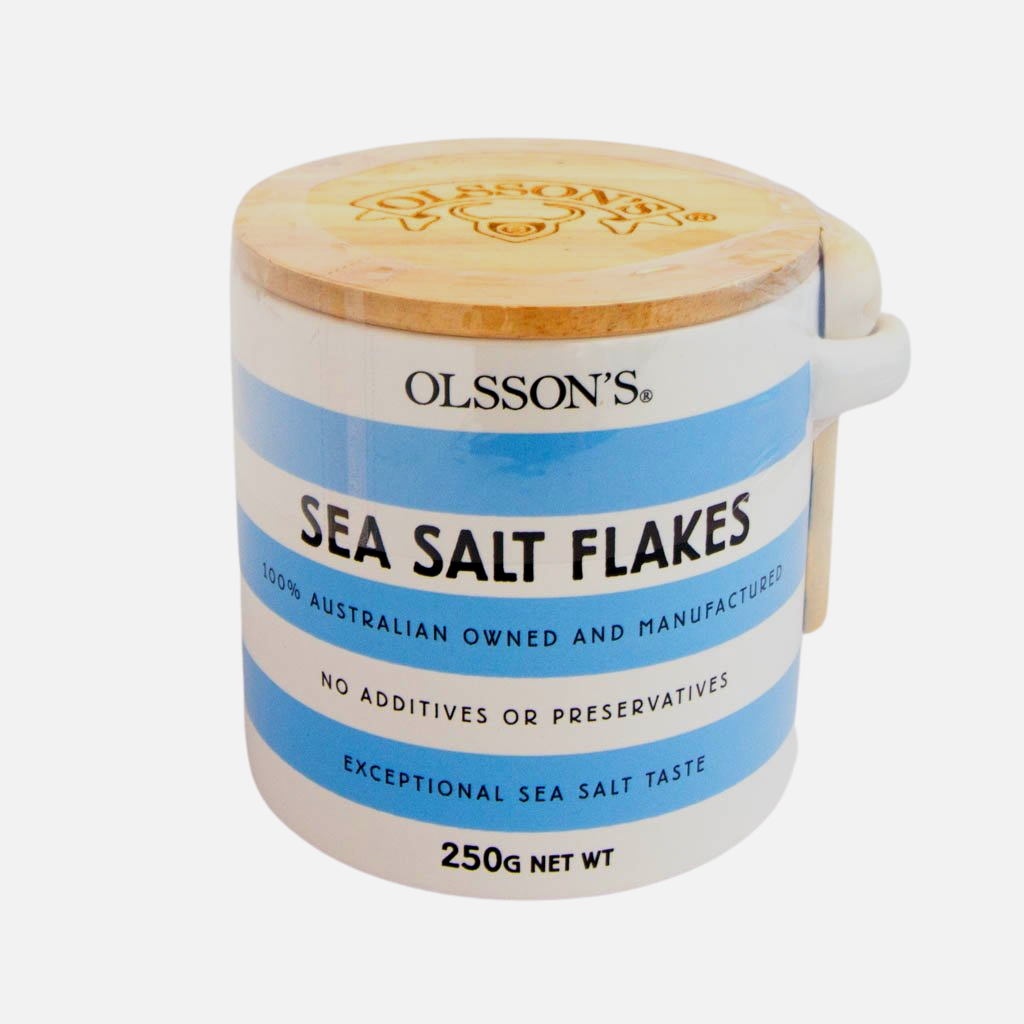 Olssons Sea Salt Flakes Jar Stripe Blue 250g