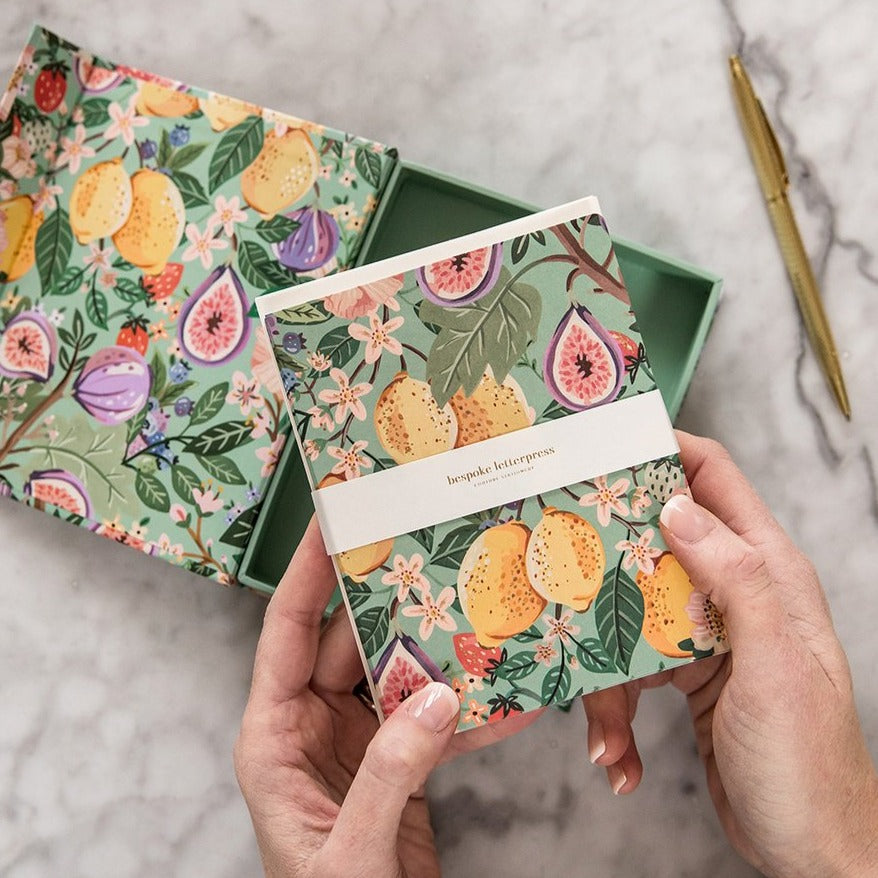 Bespoke Letterpress Greeting Card Box Set 10 Fruits